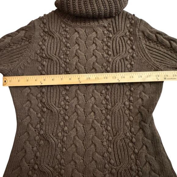 Vintage Banana Republic Brown Cable Knit Turtleneck Sweater Made in Hong Kong M - Picture 9 of 10